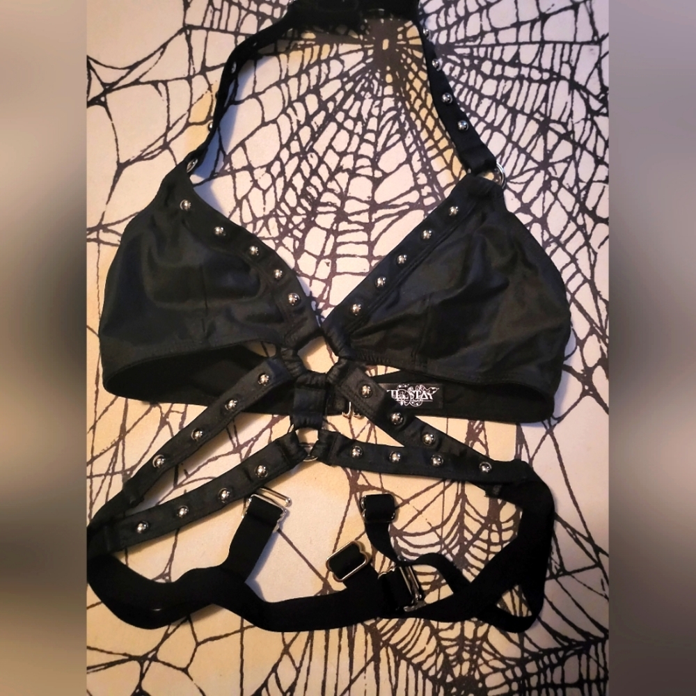 Killstar Black Studded Harness Bra